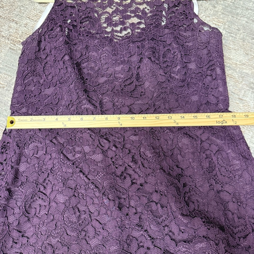 David’s Bridal Plum Elegant Purple Lace Bridesmaid Homecoming Dress - Picture 7 of 9